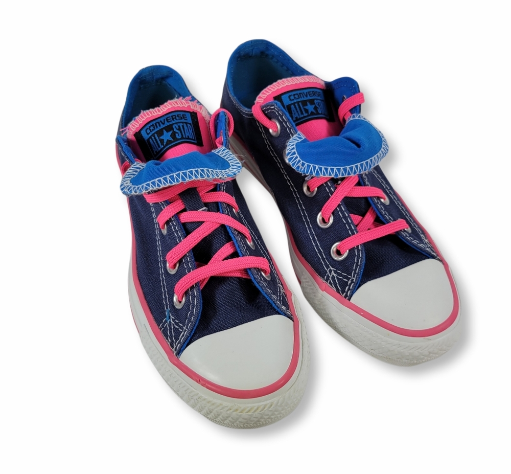 Converse All Star Double Tongue Low Top Shoes Blue Hot Pink Size Womens 6